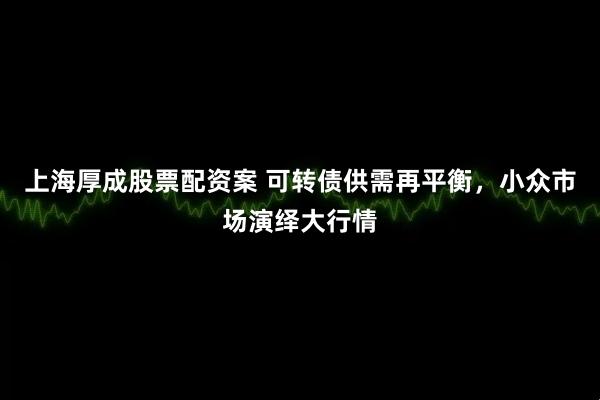 上海厚成股票配资案 可转债供需再平衡，小众市场演绎大行情
